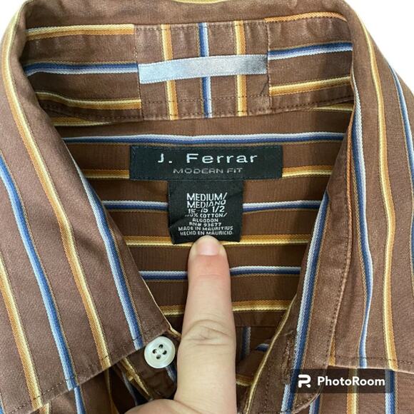 J. FERRAR vertical striped dress shirt - men's medium 15 - 15.5 - Picture 3 of 3